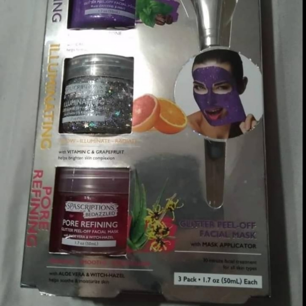 Spascriptions bedazzled peel off face masks 3 pk with applicator